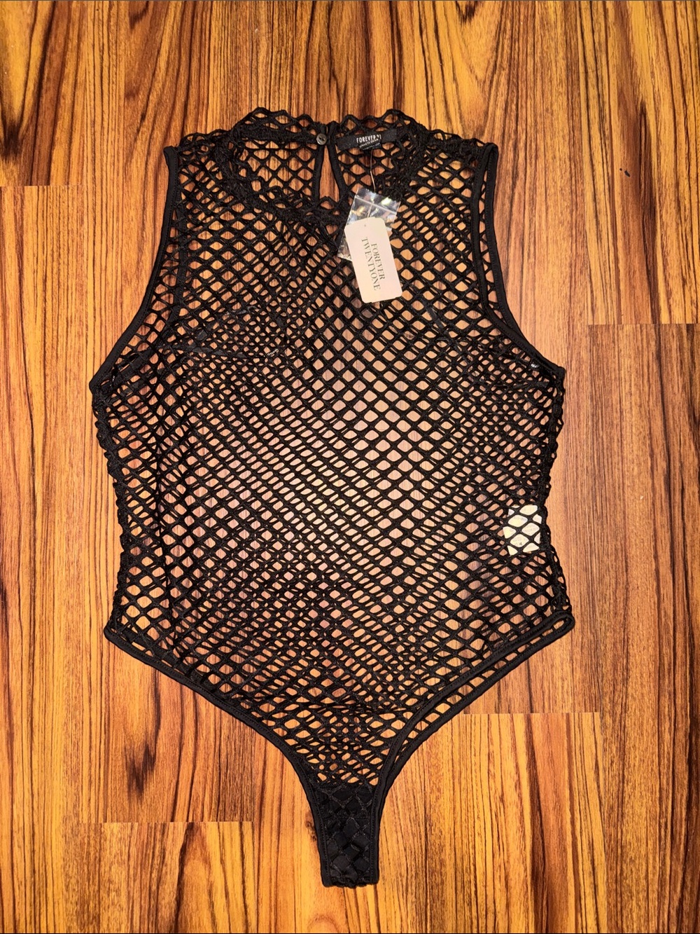 Forever 21 Black Mesh Sleeveless Bodysuit